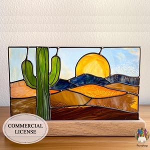 digital download PATTERNS  mini glass panels catching the desert scene PUN98 , Diy Stained Glass Easy Stained Glass Art Project
