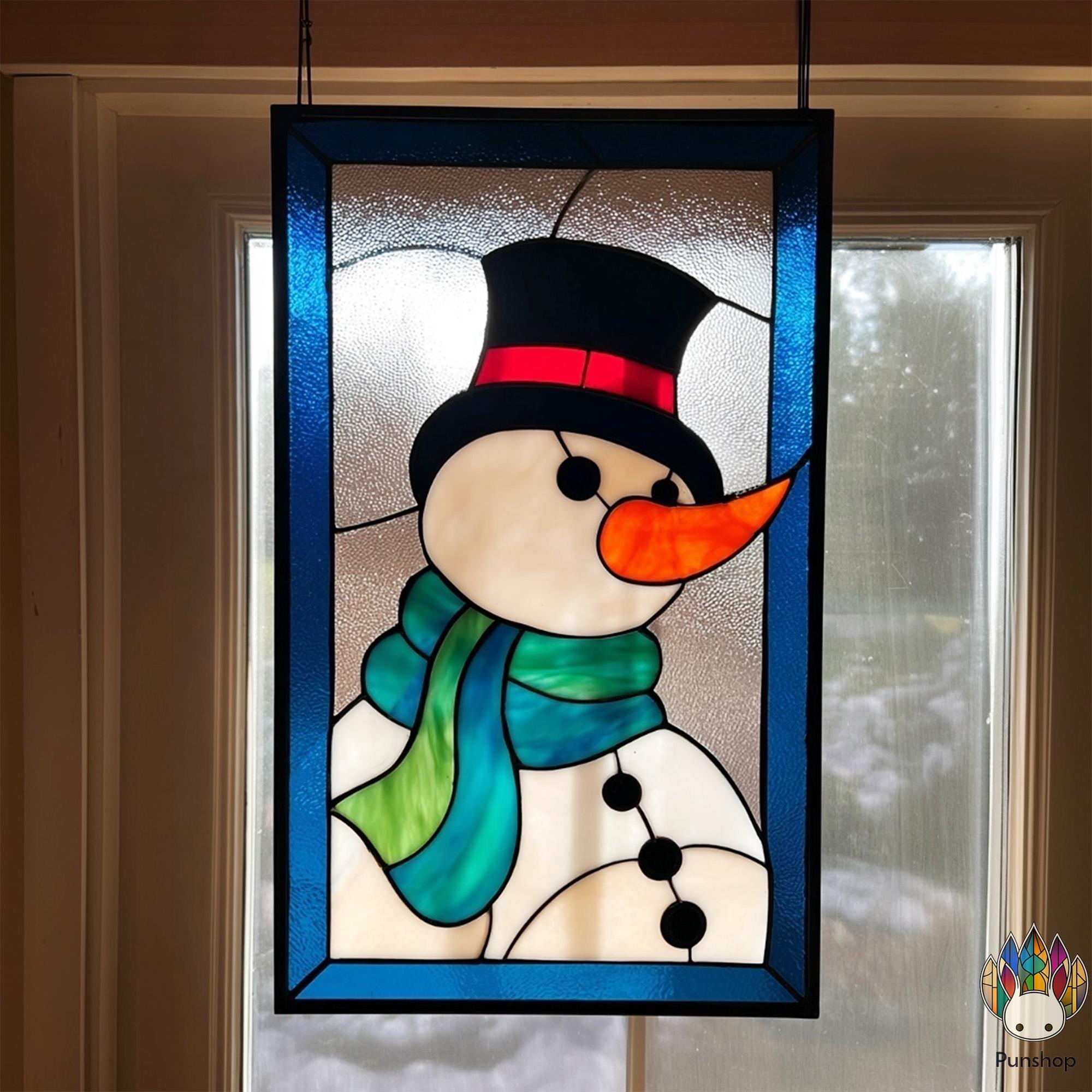 デジタルダウンロードパターン、PUN670 雪だるまステンドグラス