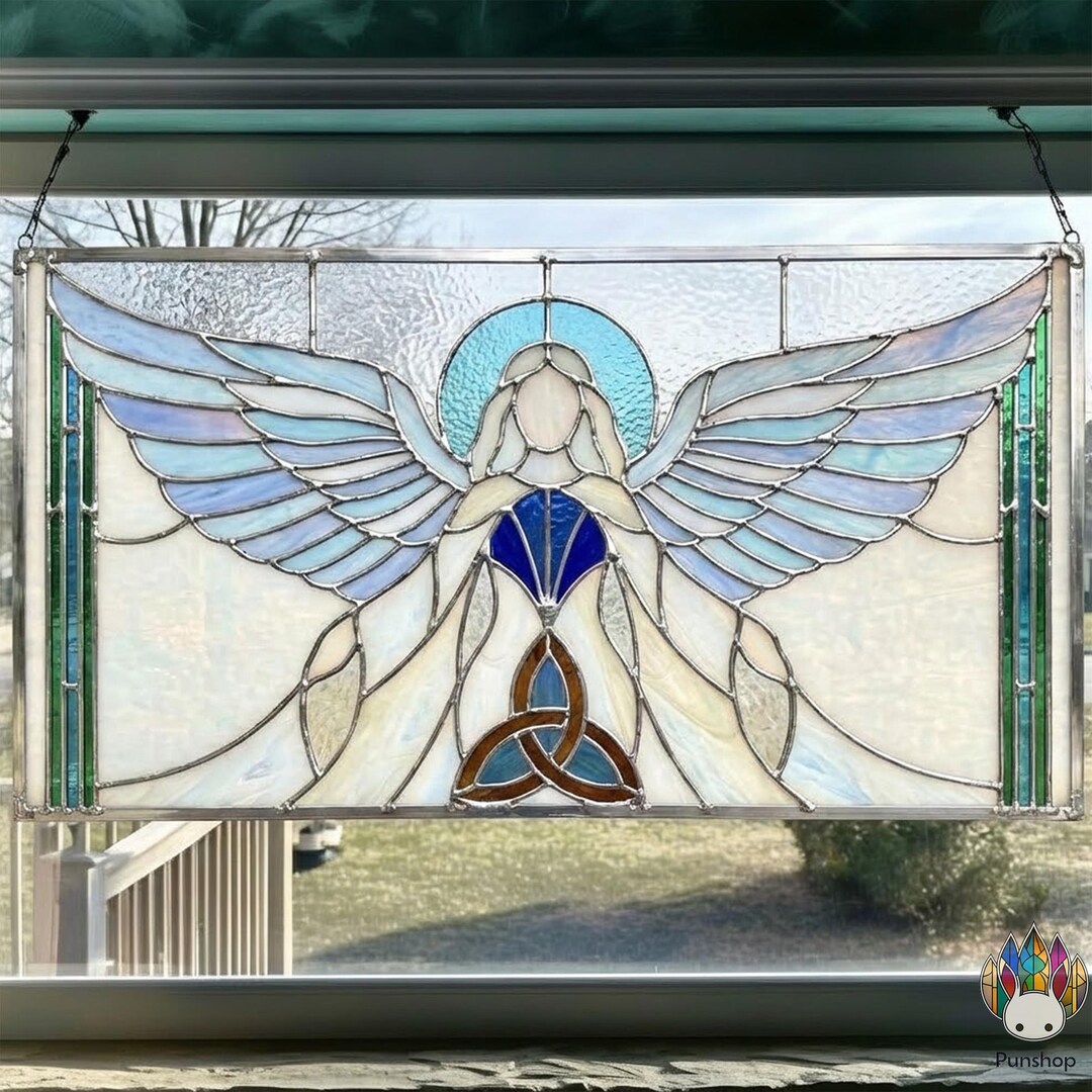 Angel Panel PUN785 Angel Transom Pattern PDF, Stained Glass Guardian Angel Panel ...