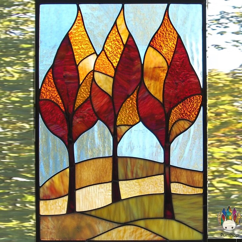 Digital Download Pattern Autumn Leaves Stained Glass Window Custom ...