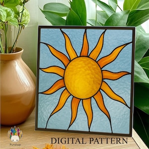STAINED GLASS PATTERN, sun stained glass PUN285 , Diy Stained Glass Easy Stained Glass Art Project
