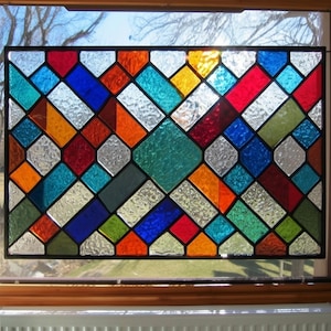 Digital download pattern Colorful Stylish Stained Glass Window Panels, Modern Abstract Glass Art  NPUN451 Stained glass panel | File PDF