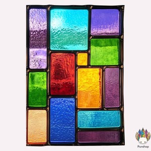 PATROON VAN HET GELOOFDE GLAS,Regenboog-gebrandschilderd glas PUN90, Eenvoudig glas-in-loodkunstproject DIY