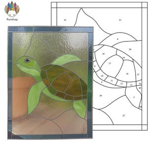 Digital download pattern  Stained glass NPUN382 sea turtle , Diy Stained Glass Easy Stained Glass Art Project- File - SVG - JPG - SVG