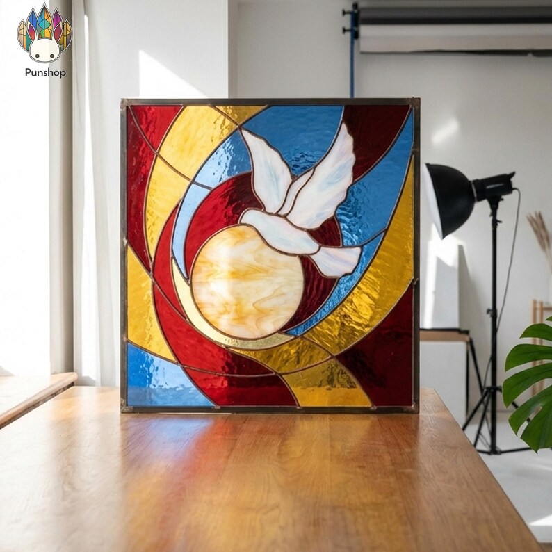 PUN929 Peace Dove Stained Glass Pattern, Holy Spirit Suncatcher ...