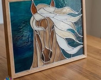 Digital download pattern  PUN738 Horse Head Stained Glass Pattern PDF, Stallion Panel Template, Equine Art