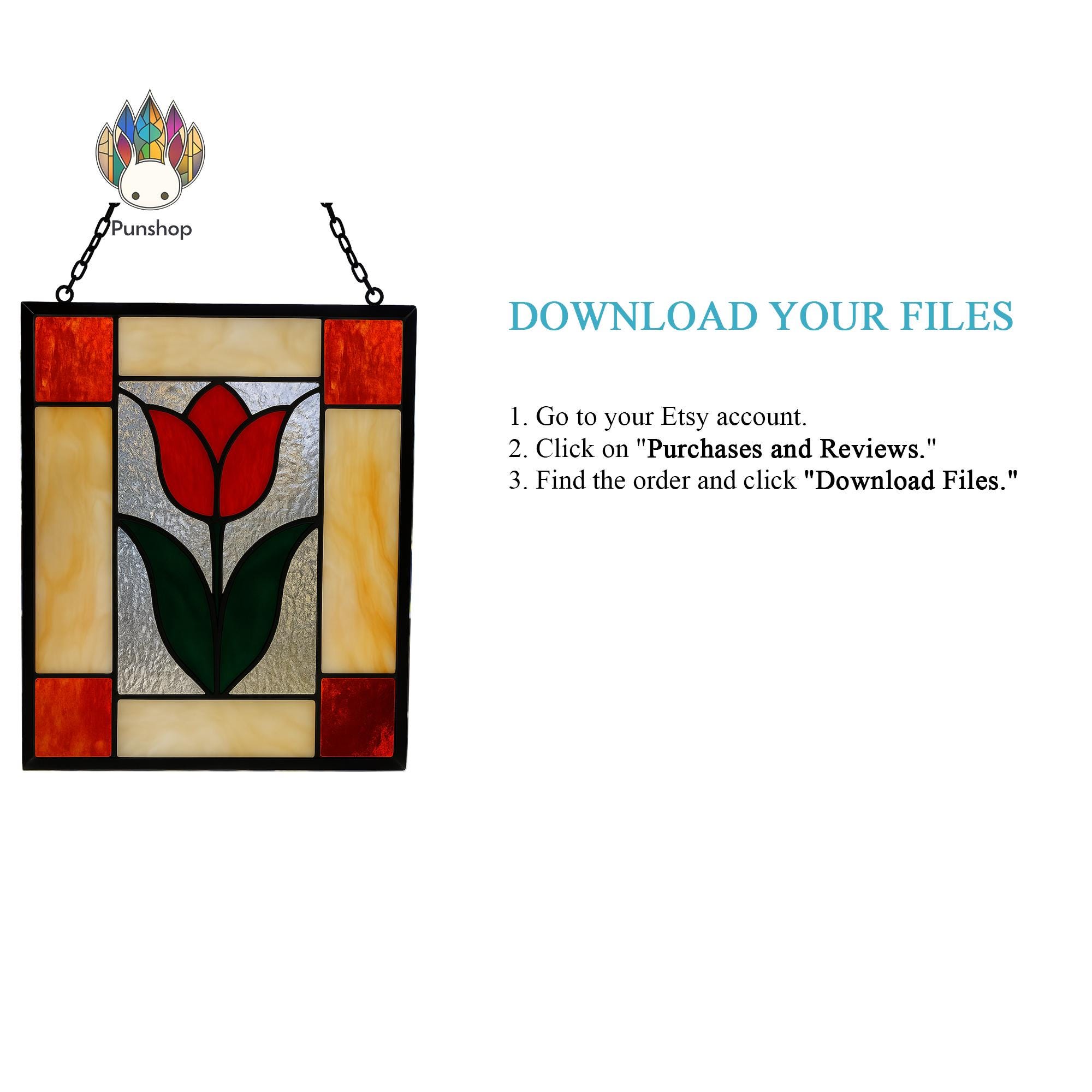Digital Download PATTERNS Red Tulip Stained Glasspun274 , Diy