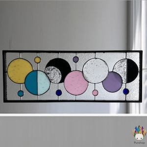 Stained glass pattern,NPUN455 Moon Stained Glass Stained Glass Panels,Moon,Hanging Panels - Crescent, Half Moon, file- svg - pdf - jpg