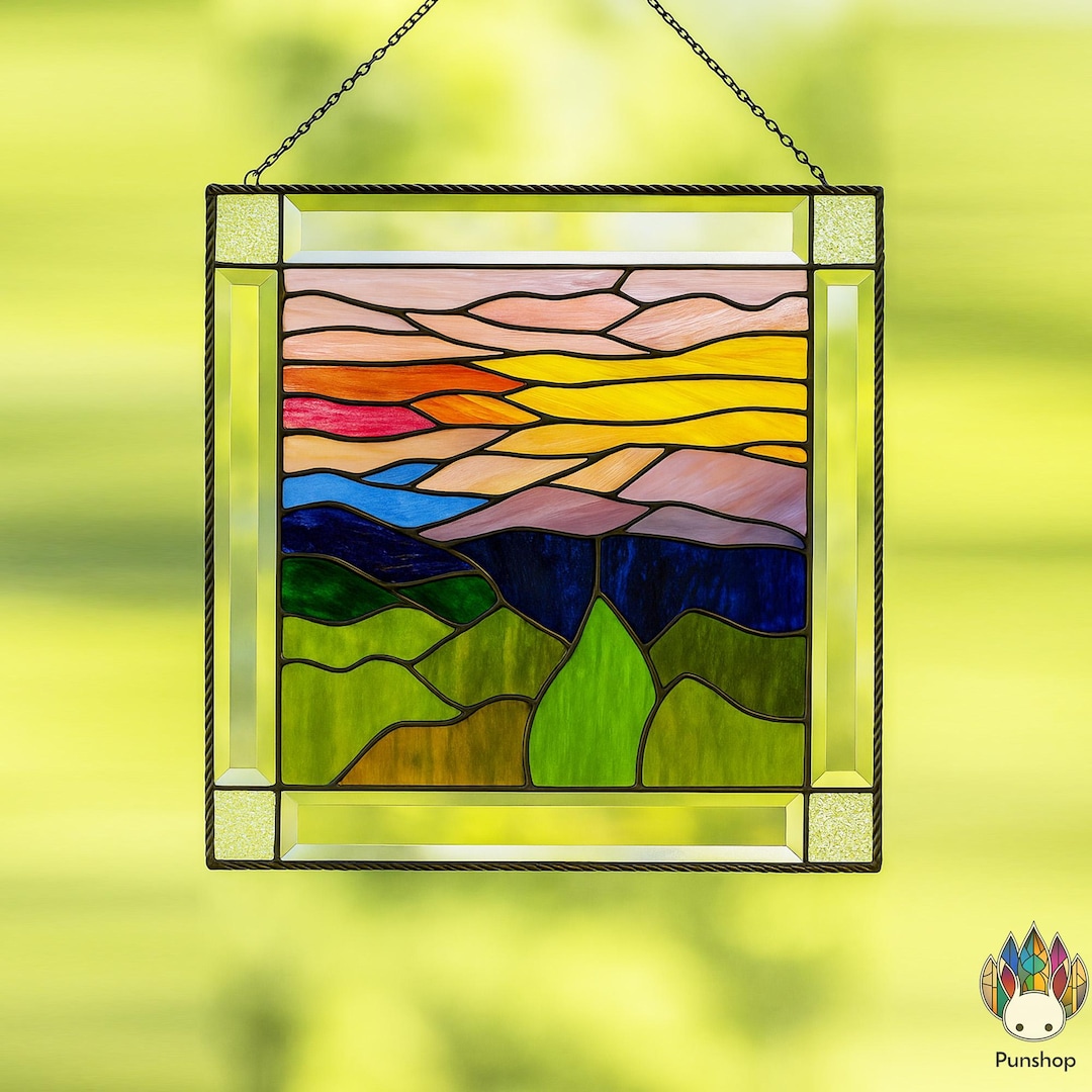 Blue Ridge Patterns NPUN296 Stained Glass Panel Blue Ridge Mountains , Diy Stained Glass ...