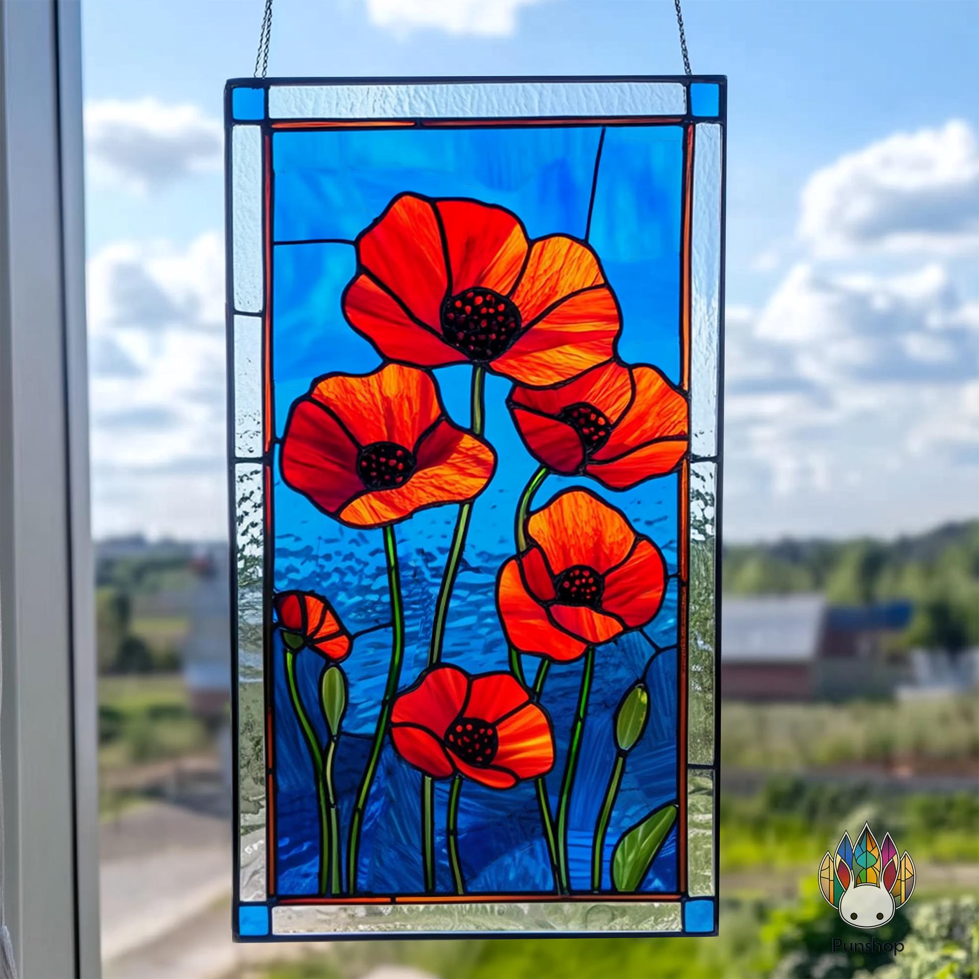 digital download PATTERNS  Stained Glass poppy flowers PUN86  , Diy Stained Glass Easy Stained Glass Art Project