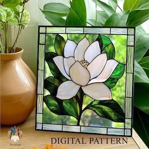 digital download PATTERNS  stained glass suncatcher white flower PUN22  , Diy Stained Glass Easy Stained Glass Art Project