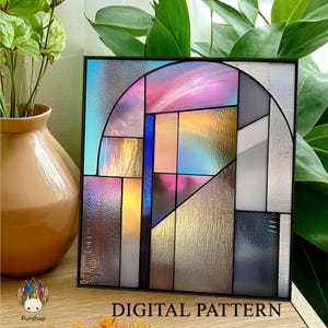 Patrón de descarga digital Vitral moderno PUN166, Proyecto de arte de vitrales fácil de hacer