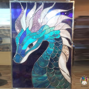 digital download pattern  Stained glass NPUN441 Dragon PUN24 , Diy Stained Glass Easy Stained Glass Art Project- SVG -PDF - JPG - png