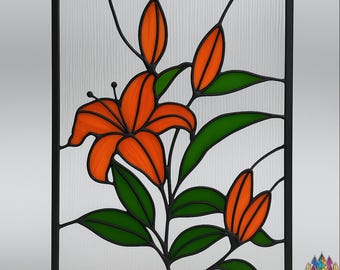 digital download PATTERNS  stained glass orange lily   PUN291  , Diy Stained Glass Easy Stained Glass Art Project