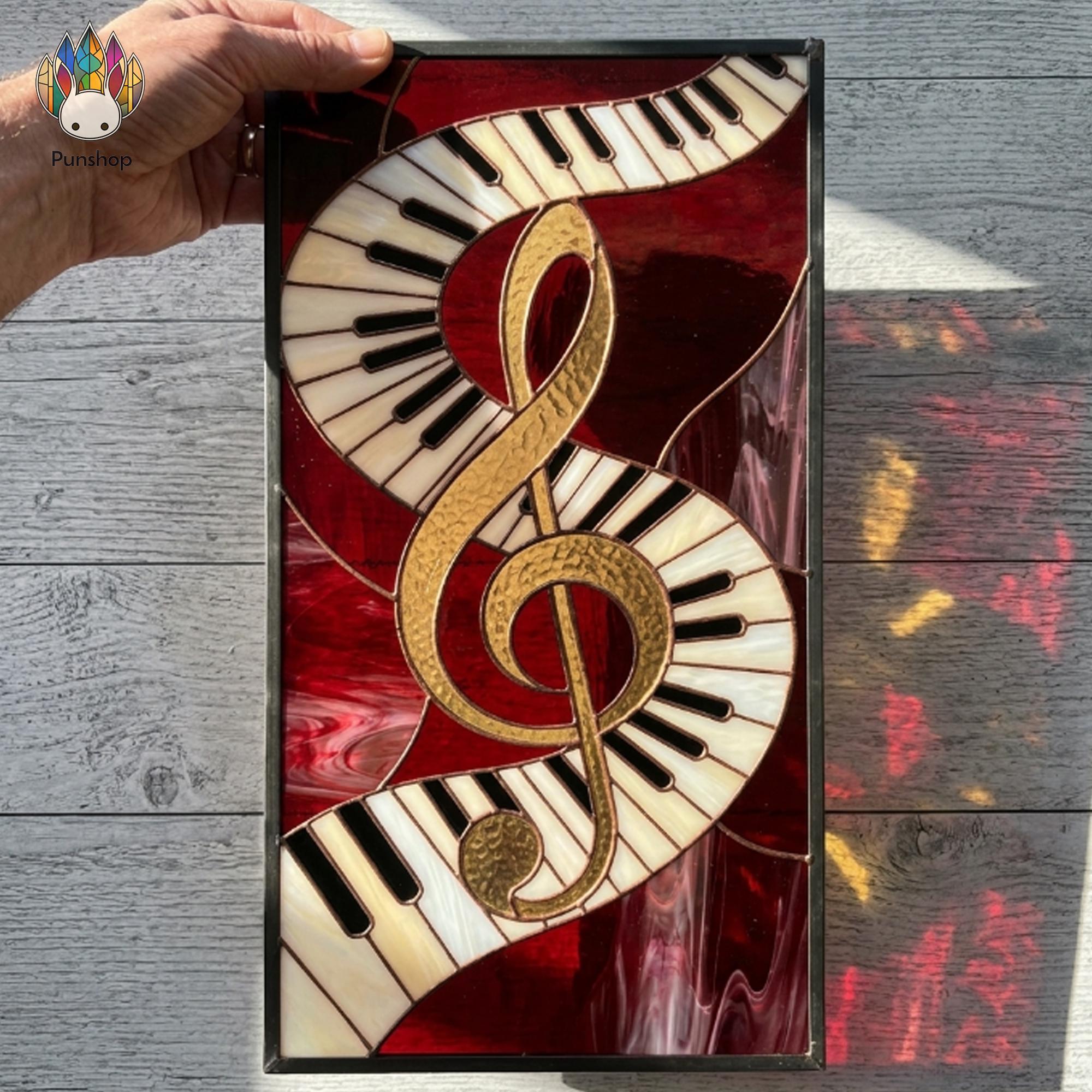 PUN1137 Piano Stained Glass Pattern PDF, Music Note Window Panel ...