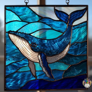 Digital download pattern  Stained glass NPUN408 ocean whale , Diy Stained Glass Easy Stained Glass Art Project- File - SVG - JPG - SVG