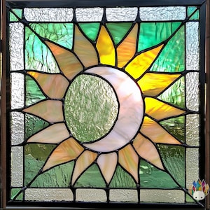 digital download PATTERNS Stained glass panels in the shape of the sun and the moon PUN211, Diy Stained Glass Easy Stained Glass Art Project