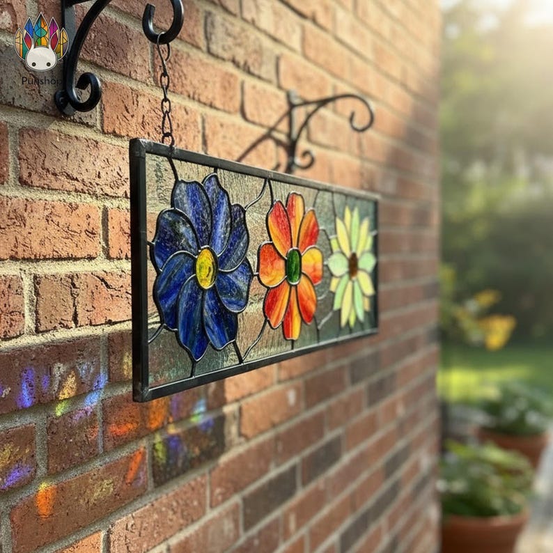 Flower Window Design PUN870 Floral Stained Glass Pattern Set, Panel Flower Window Design PDF ...