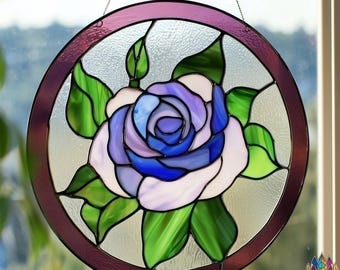 バラのステンドグラスのパターン：花のサンキャッチャーDIY（PDF