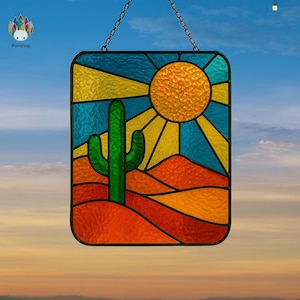 Digital download pattern Stained Glass Window Panels -Stained Glass Desert