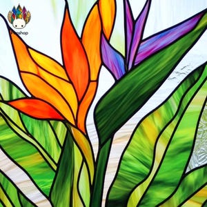 Digital Download PATTERNS Stained Glass Suncatcher Bird of Paradise ...