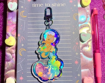 Astronaut Cat Holographic Acrylic Keychain