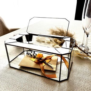 Handmade Glass Wedding Card Box: Geometric Treasury Keepsake
