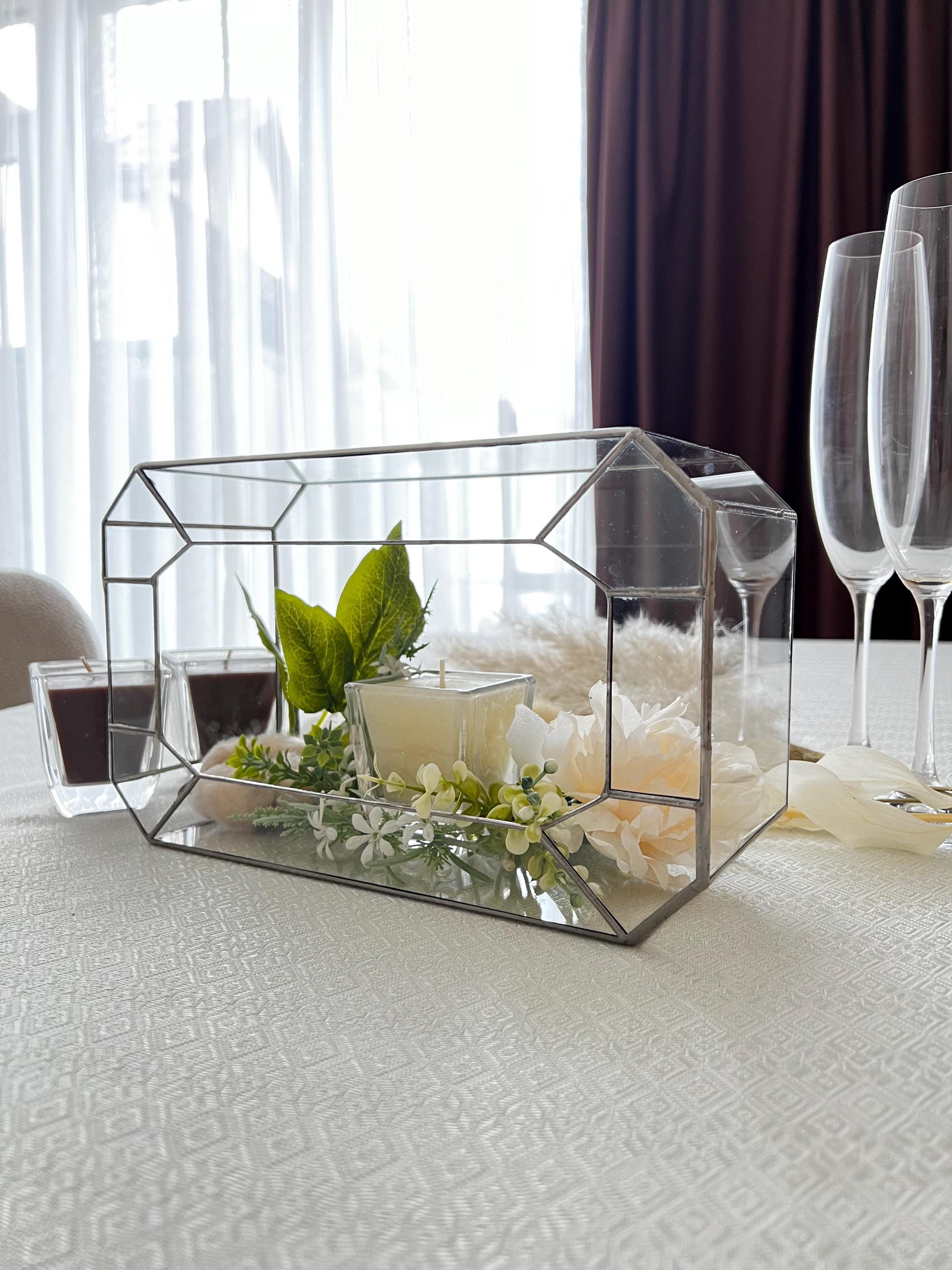 Handmade Glass Wedding Card Box: Geometric Treasury