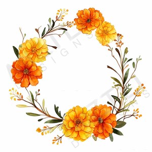 Blumenkranz - Ringelblume, digitaler Download, Grußkarte, Postkarte, Geburtstag, Muttertag, Jubiläum, Valentinstag und vieles mehr!