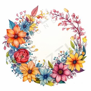 Blumenkranz - bunte Blumen, digitaler Download, Grußkarte, Postkarte, Geburtstag, Muttertag, Jahrestag oder Valentinstag!