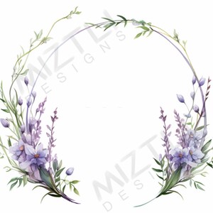 Blumenkranz - Lavendel, Digital Download, Grußkarte, Postkarte, Geburtstag, Muttertag, Jubiläum, Valentinstag und mehr!