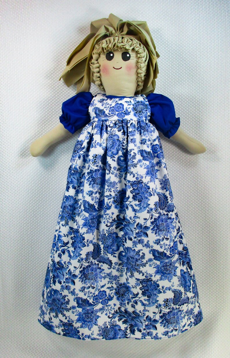 Plastic Bag Holder Doll Blue and White Floral Print Etsy