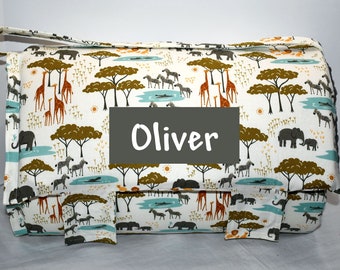 Animal Zoo Print Stephen Joseph All Over Print Nap Mat with Name Personalized FREE