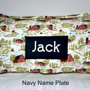 Vintage Animal Farm Ranch Watercolor Kids Batting Nap Mat with Navy Minky Dot Blanket