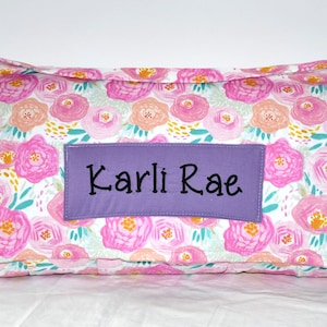 Watercolor Painted Dream Garden Floral Flower Kids Nap Mat and Purple Minky Dot Blanket, Preschool Kinder Toddler Daycare Sleeping Mat