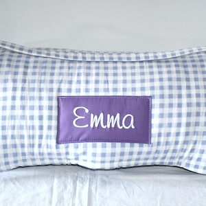 Lavender Gingham Check Plaid Kids Nap Mat with Purple Minky Dot Blanket, Personalized Preschool Kinder Toddler Daycare Sleeping Mat