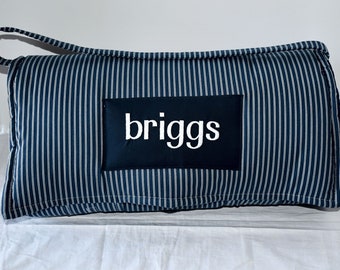 Navy Double Pinstripe Kids Nap Mat with a Navy Minky Dot Blanket, Personalized Preschool Kinder Toddler, Daycare Sleeping Mat