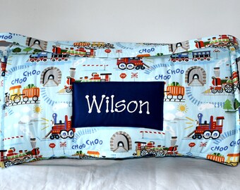 Railroad Train Tank Engine Locomotive Kids Nap Mat with Navy Minky Dot Blanket, Personalized Preschool Toddler Kinder, Daycare Sleeping Mat