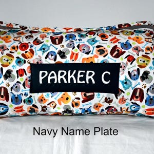 Animal Puppy Dog Fur Ever Friend Pet Kids Batting Nap Mat with Navy Minky Dot Blanket