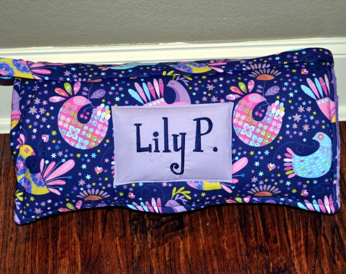 Nap Mat Monogrammed Feathered Flock Birds Nap Mat With Fuchsia or
