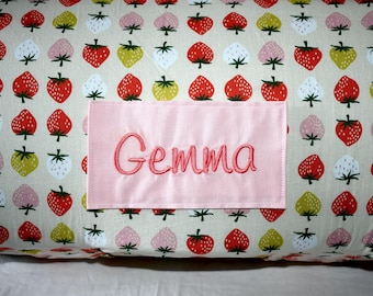 Strawberry Bliss Kids Batting Nap Mat with Blush Pink Minky Dot Blanket