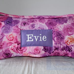 Watercolor Purple Rose Floral Flower Garden Kids Nap Mat with Purple Minky Dot Blanket, Preschool Kinder Toddler Daycare Sleeping Mat