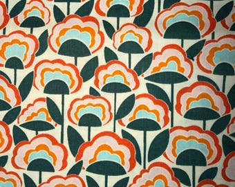 Good Vibrations Flower Organic Cotton Fabric, After Glow Retro Mod Geometric Floral, Cloud 9 Fabrics, 1 Yard or More
