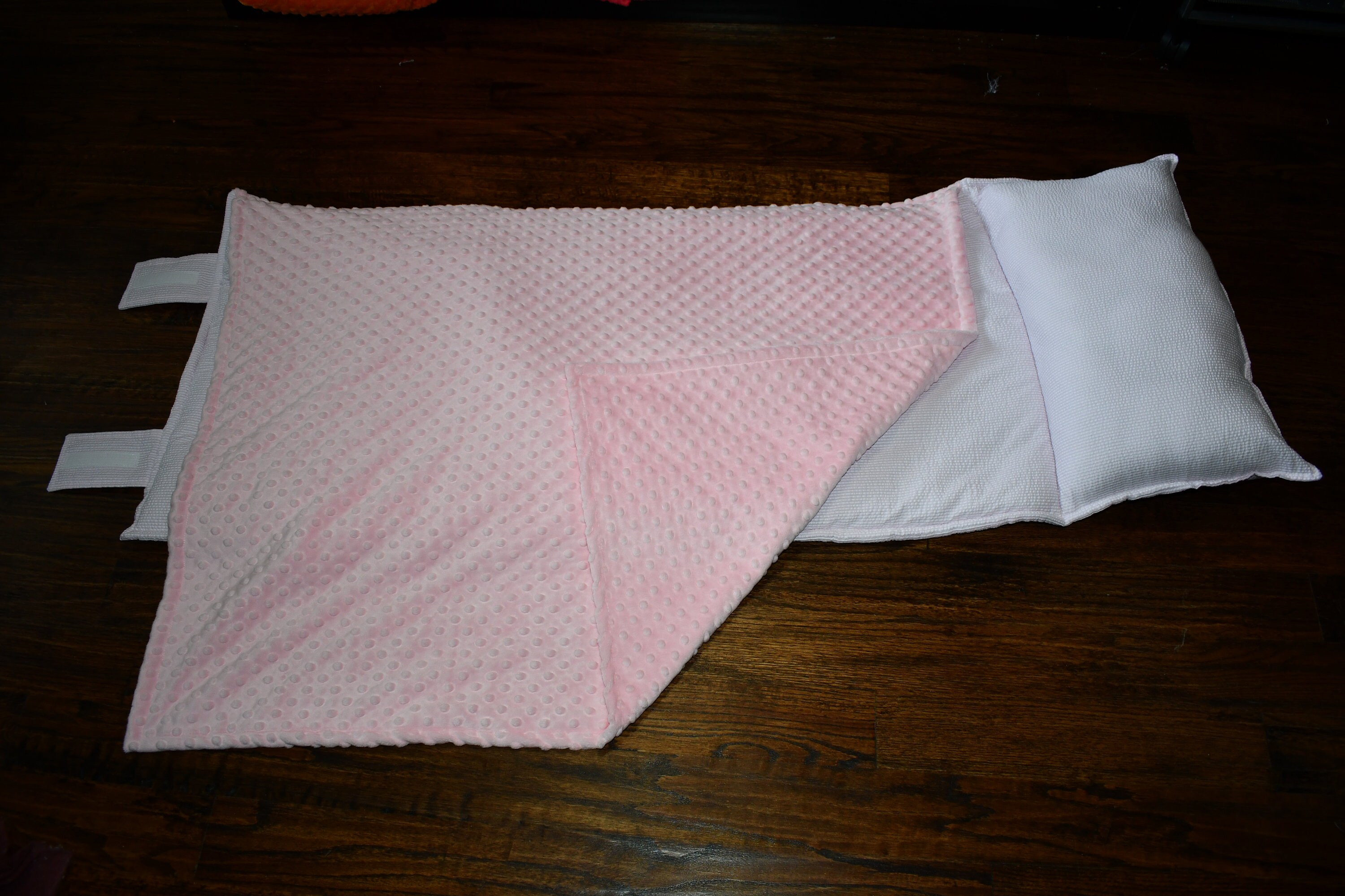 Pink Naps Light Pink Seersucker Stripe Kids Batting Nap Mat With Light Pink Minky ...