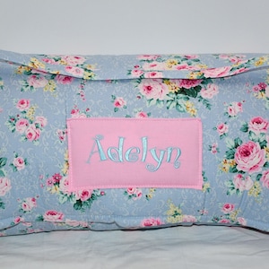 French Rose Antique Vintage Floral Kids Nap Mat with Pink Minky Dot Blanket, Personalized Preschool Kinder Toddler Daycare Sleeping Rest Mat