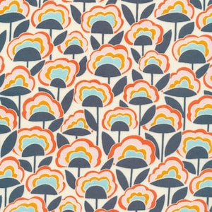 Good Vibrations Afterglow on Cream Organic Cotton Fabric, Floral Flower Apparel Quilting, Elizabeth Olwen, Cloud 9 Fabrics, 1 Yard or More