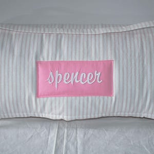 Light Pink Ticking Stripe Kids Batting Nap Mat with a Pink Minky Dot Blanket
