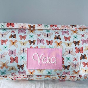 Petal Pixies Butterfly Garden Kids Batting Nap Mat with Pink Minky Dot Blanket