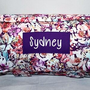 Watercolor Lavender Rain Garden Floral Kids Nap Mat and Purple Minky Dot Blanket, Personalized Preschool Kinder Toddler Daycare Sleeping Mat