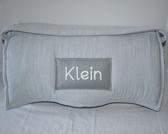 Cloud Grey Seersucker Stripe Kids Nap Mat with Grey Minky Dot Blanket, Personalized Preschool Daycare Toddler Kinder Sleeping Mat